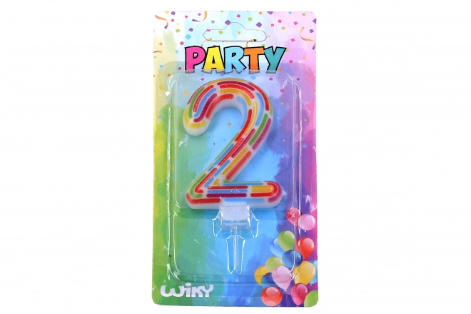 Bougie de fête numéro 2 avec rayures