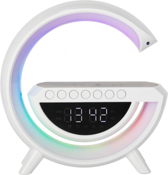Réveil LED RGB avec charge sans fil, radio et haut-parleur Bluetooth