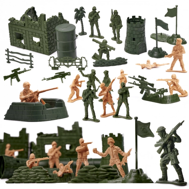 Ensemble de figurines de soldats + base militaire 114 pièces