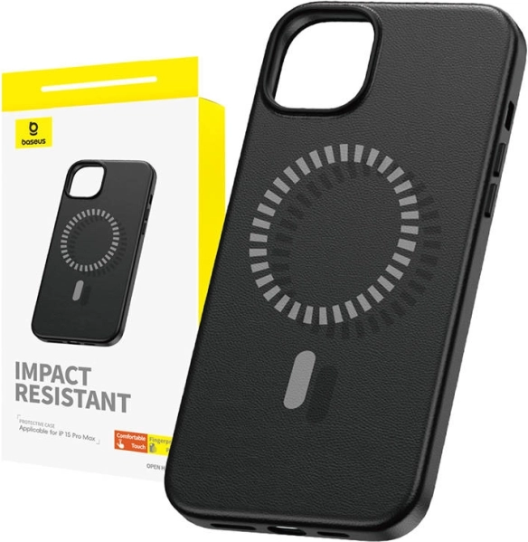 Coque magnétique Baseus Fauxther pour iPhone 15 Pro Max, noire