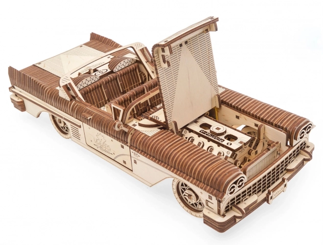 Modèle de voiture mécanique en bois 3D Cabriolet des rêves