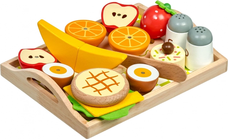 Équipement complet de petit-déjeuner sur plateau