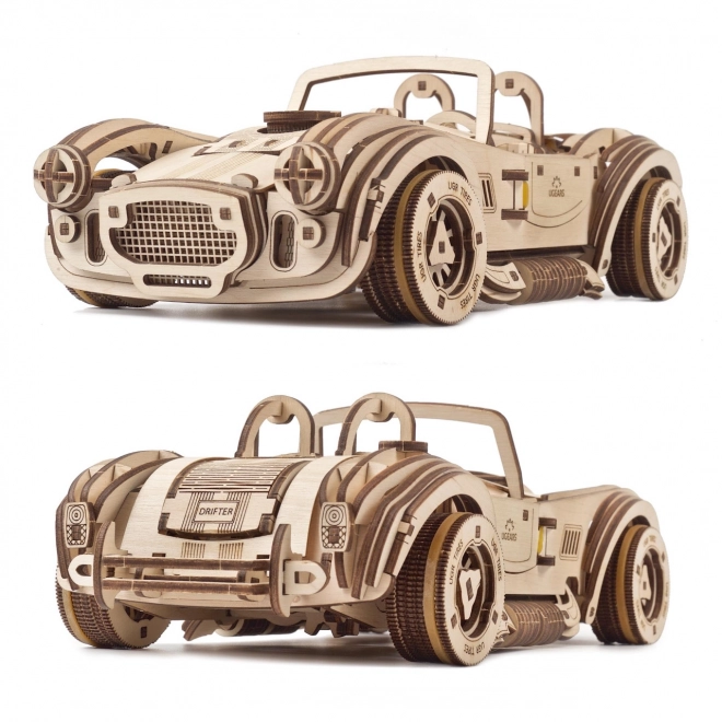 Puzzle mécanique en 3D Ugears en bois Voiture de course en drift Cobra