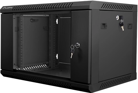 Armoire serveur murale 19'' 6U 600x450 mm noire avec porte en verre