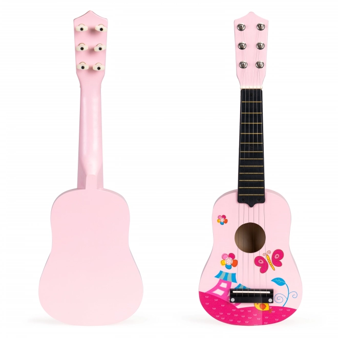 Guitare en bois pour enfants, cordes métalliques, rose ECOTOYS