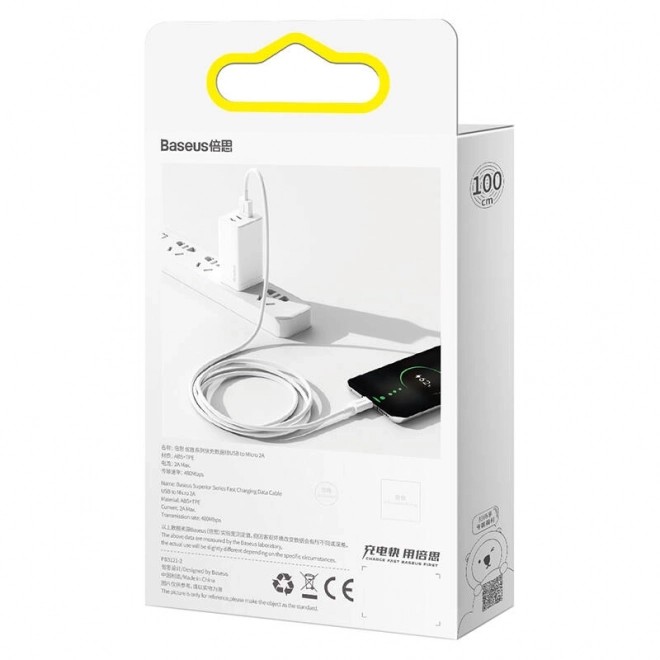 Câble de données de charge Baseus Superior Series USB vers micro USB, 2A, 1m