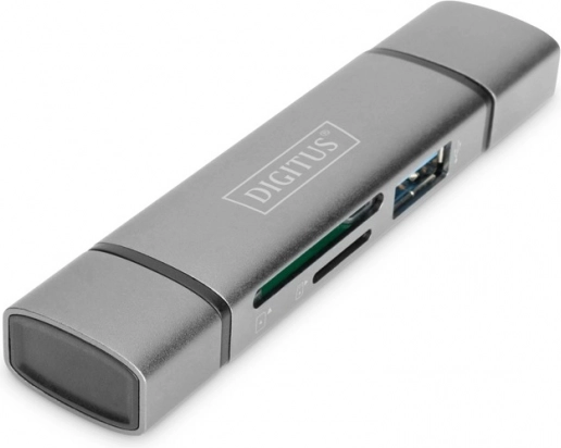Lecteur de cartes 3 ports USB Type C/ USB 3.0 SuperSpeed SD Micro SD Digitus gris
