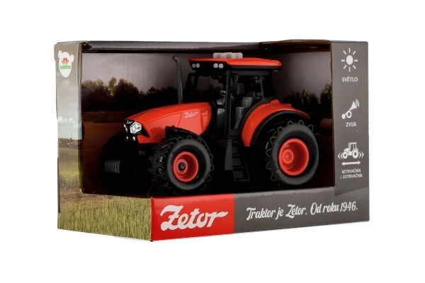 Tracteur rouge Zetor à inertie avec effets sonores et lumineux