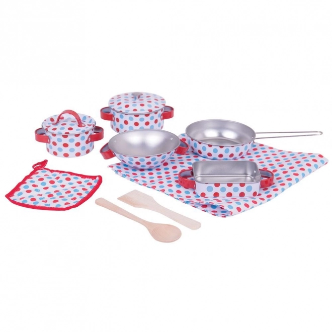 Bigjigs Toys Set d'ustensiles à pois