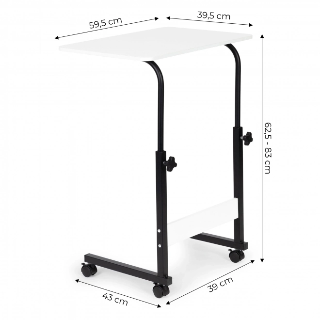 Tablette pour ordinateur portable avec roulettes, table attachée au fauteuil convertible - blanc