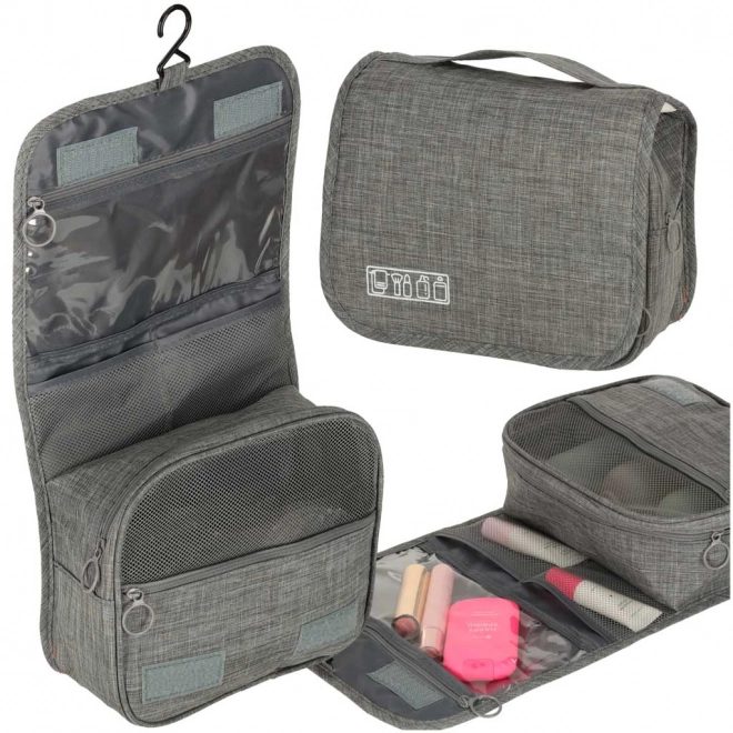 Sac à cosmétiques de voyage suspendu pliant gris