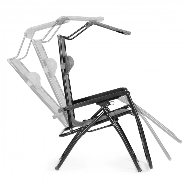 Chaise de jardin/plage pliable et réglable avec auvent gris