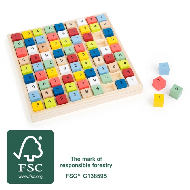 Petits pieds sudoku en bois cubes colorés