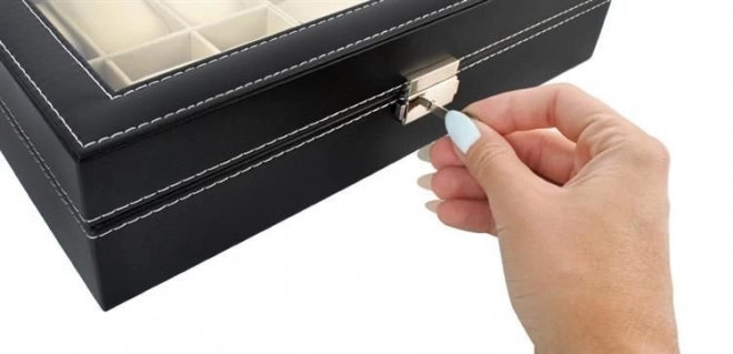 Organisateur noir élégant pour montres et lunettes