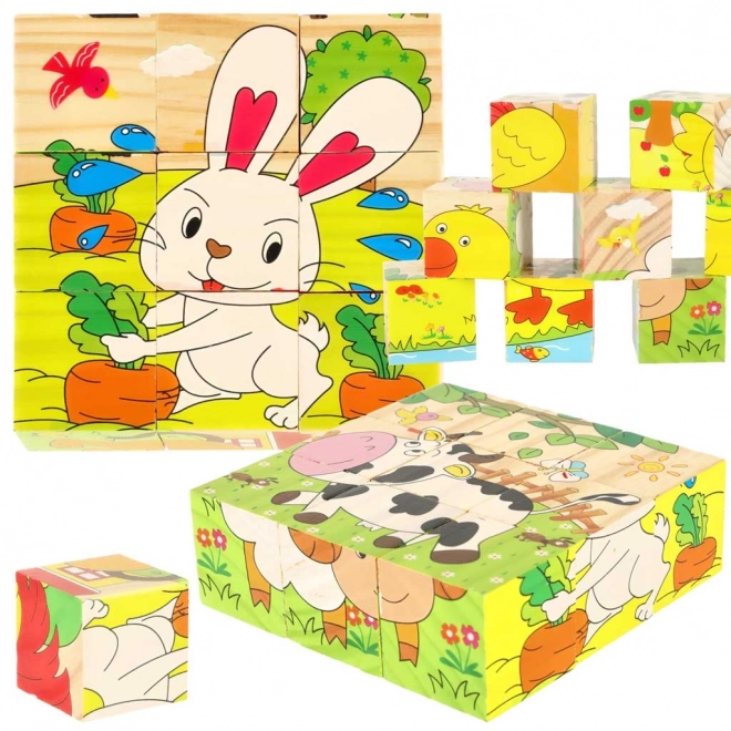 Puzzle éducatif en bois ferme
