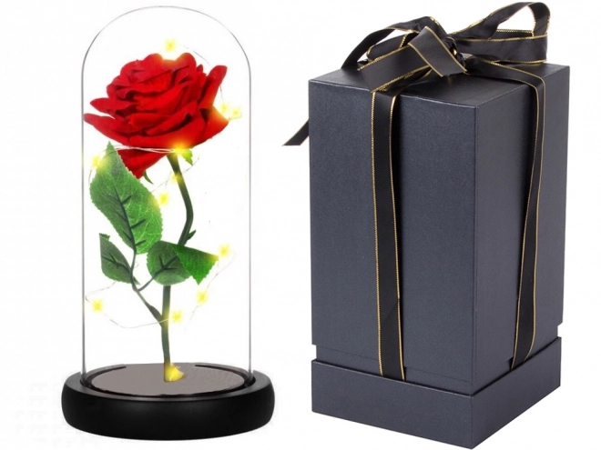 Rose éternelle en verre avec éclairage LED