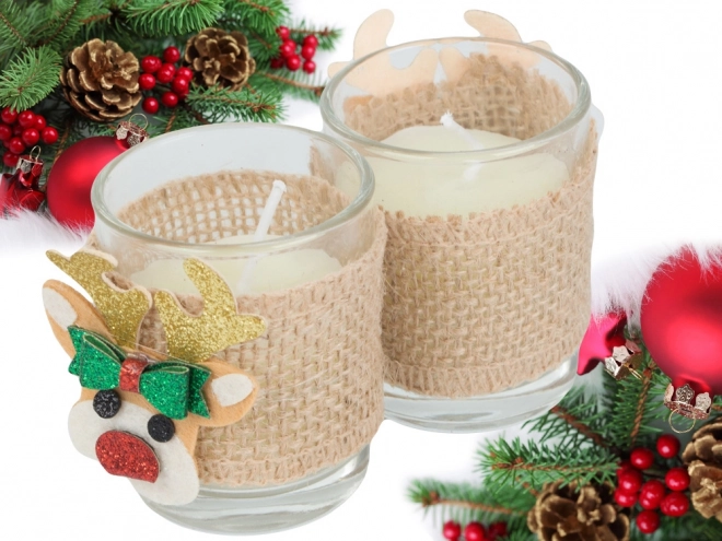Bougies parfumées en verre avec motif de rennes, ensemble de 2 pcs