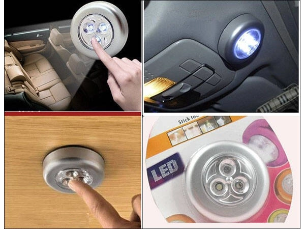 Lumière tactile sans fil et autocollante pour armoire avec 3 LED