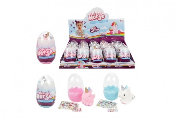 Œuf surprise licorne en plastique 3 couleurs 6x10cm