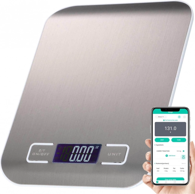 Balance de cuisine intelligente avec écran argenté