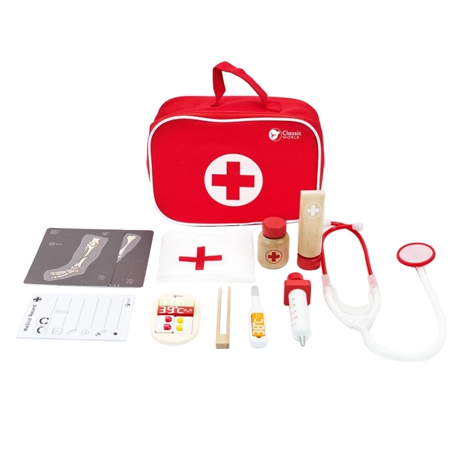 Set docteur/médecin 19 pièces bois/plastique en emballage papier 21x16x8cm