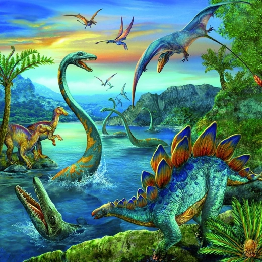 Trois scènes de dinosaures dans un seul coffret