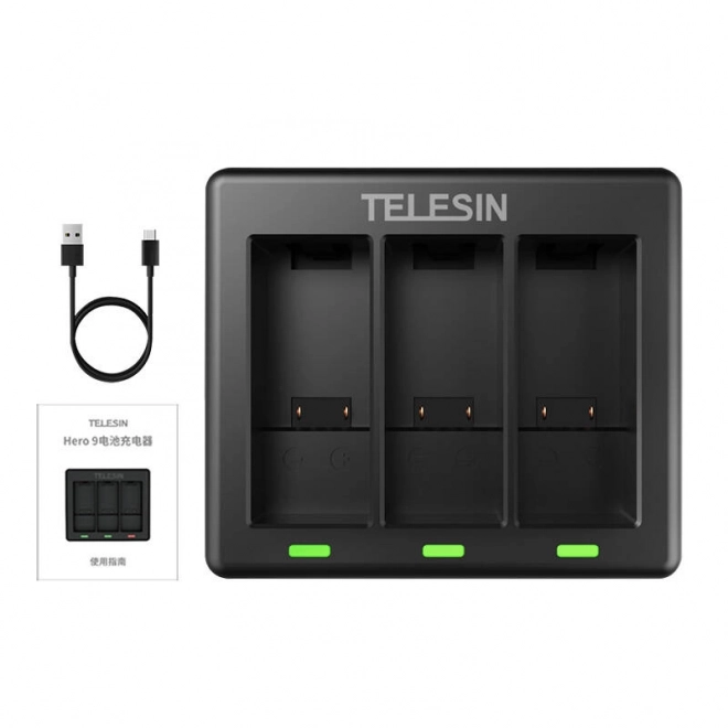 Chargeur à trois emplacements pour GoPro Hero 12/11/10/9