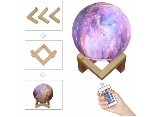 Lampe de nuit GALAXY 3D avec éclairage RGB coloré + télécommande