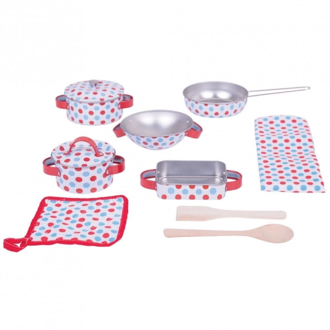 Bigjigs Toys Set d'ustensiles à pois