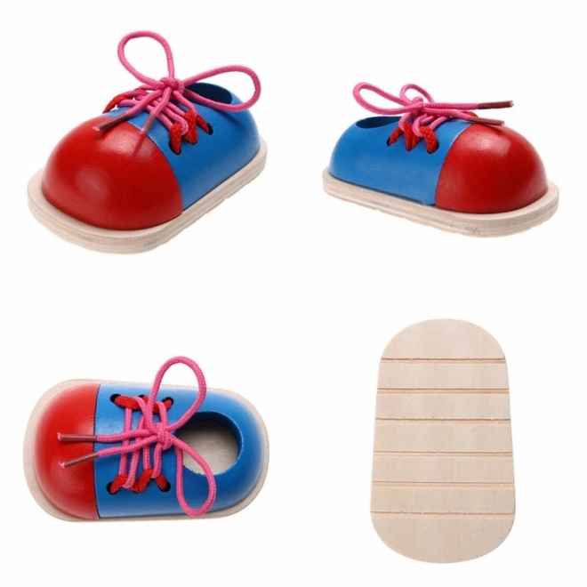 Chaussures à lacets en bois éducatives - 2 pièces