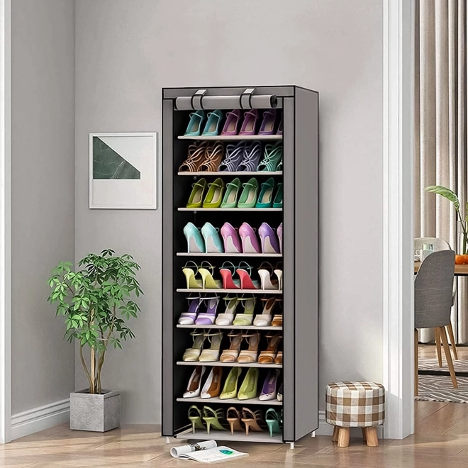 Armoire textile avec étagères pour vêtements et chaussures