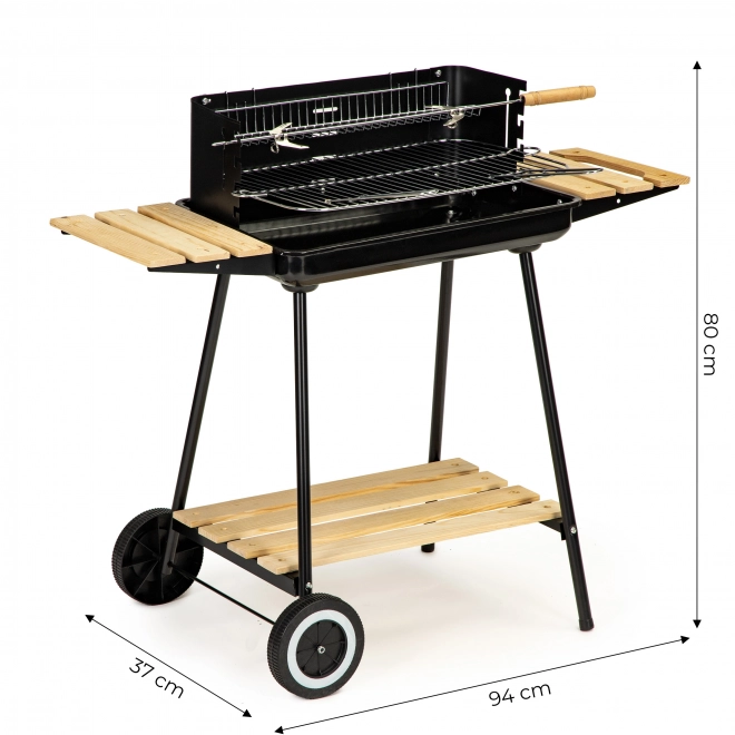 Gril de jardin au charbon de bois avec étagères ajustables et 2 grilles portatives