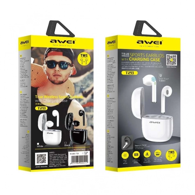 Écouteurs Bluetooth T28 TWS avec station d'accueil blanche