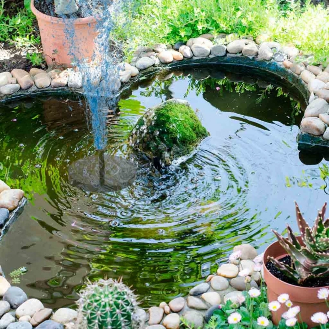 Fontaine flottante de jardin solaire