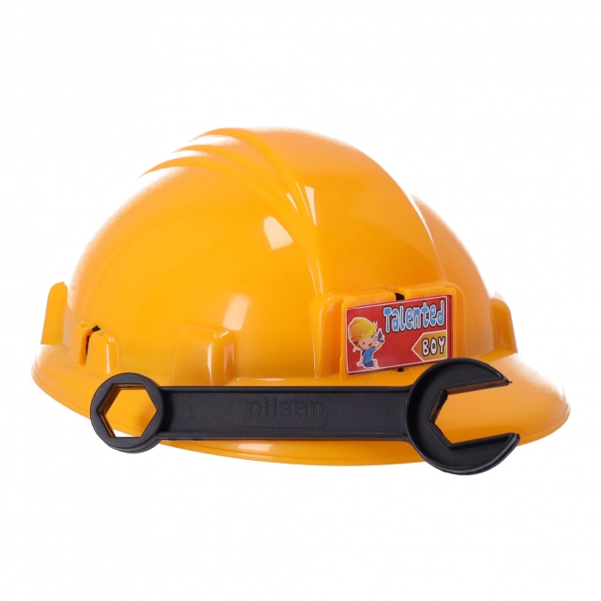 Ensemble de petit bricoleur avec casque et outils