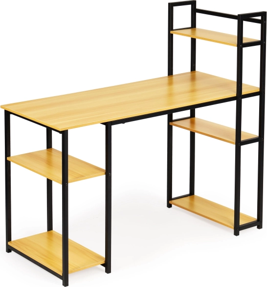 Bureau loft avec étagères chêne clair