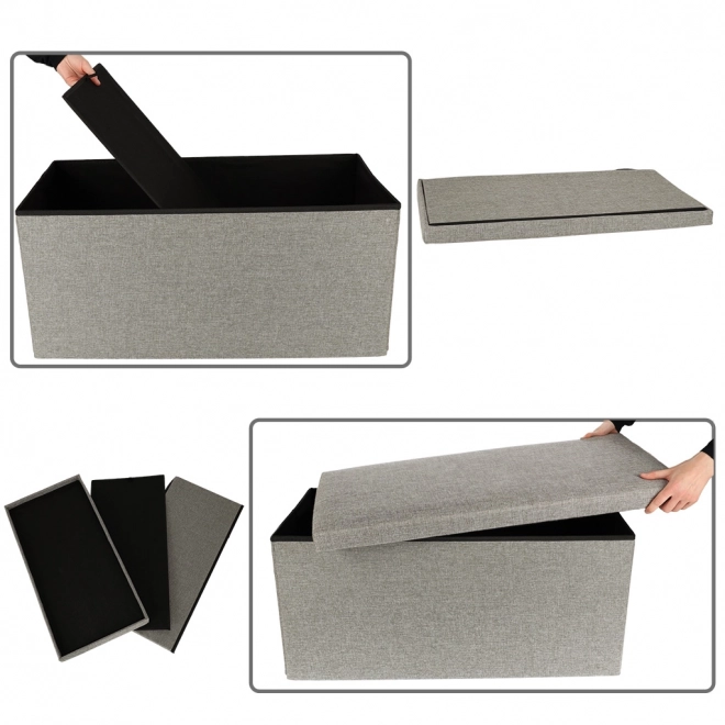 Pufa pliable grise avec espace de rangement 76x38x38 cm