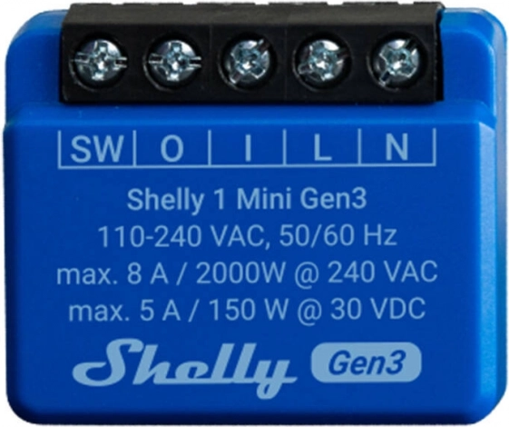 Contrôleur Shelly 1 Mini Gen3 avec Wi‑Fi et Bluetooth