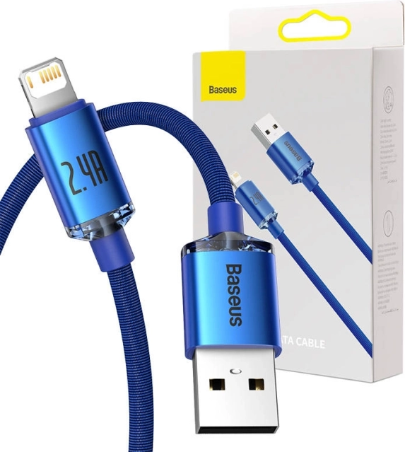 Baseus Crystal Shine câble USB vers Lightning bleu