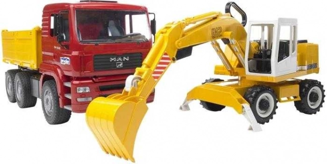 Camion-benne et pelle MAN et Liebherr de la marque Bruder
