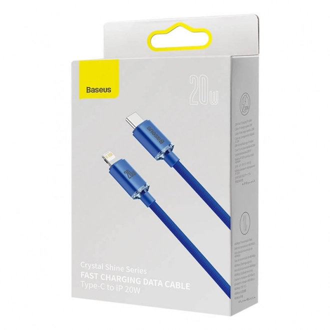 Baseus Crystal Shine câble USB-C vers Lightning 20W PD 2m bleu