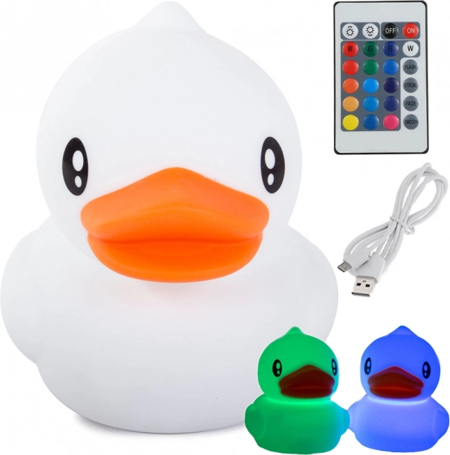 Veilleuse pour enfant en silicone en forme de canard avec couleurs RVB et télécommande