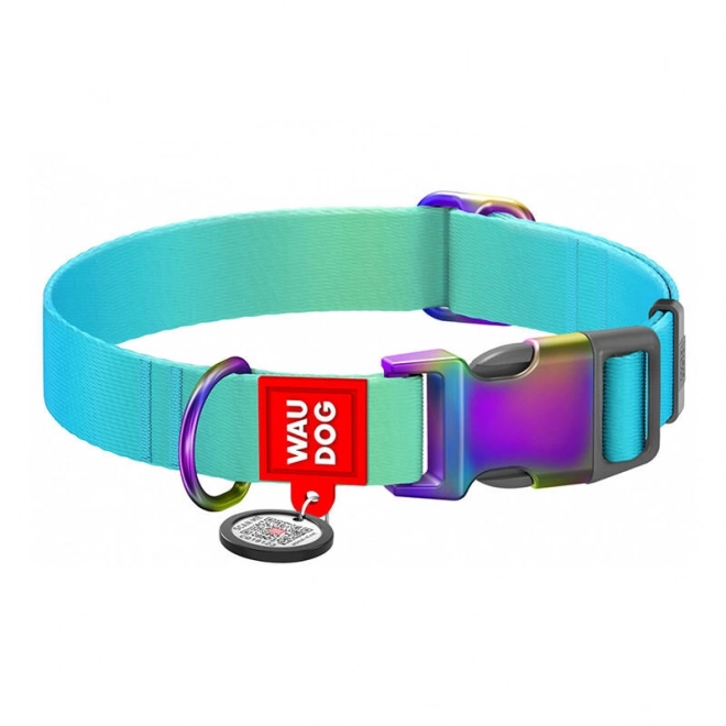 Collier en nylon avec code QR, Waudog dégradé, bleu, taille XL