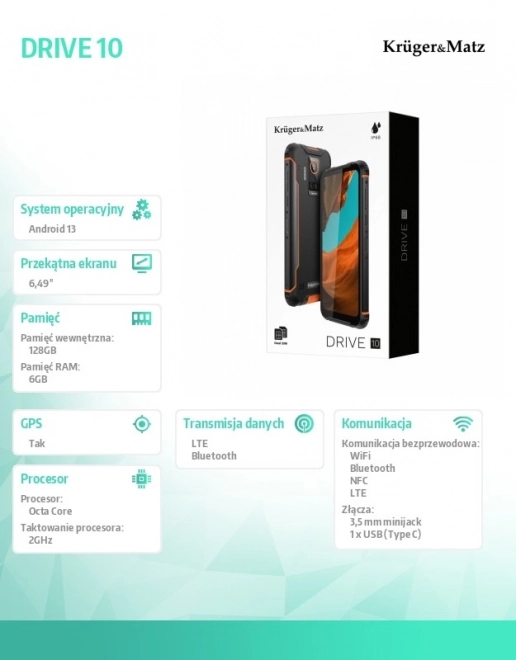 Smartphone résistant Kruger&Matz Drive 10