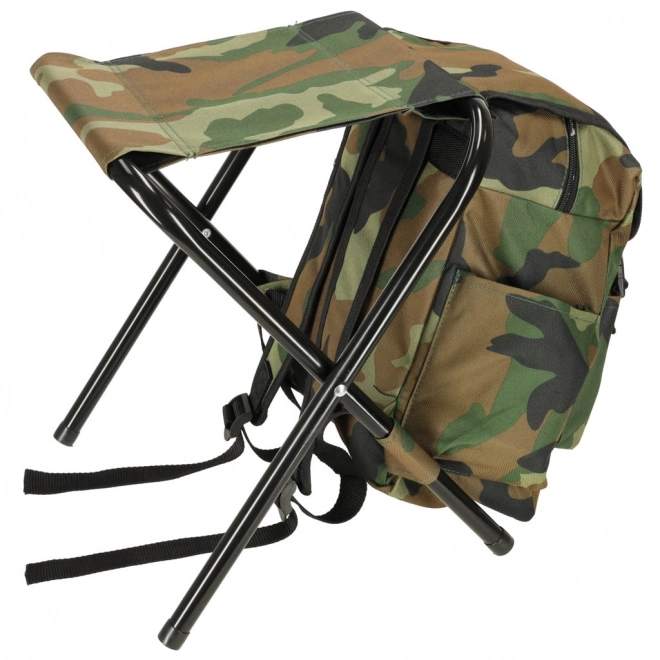 Chaise pliante de randonnée sans dossier avec sac à dos en motif camouflage