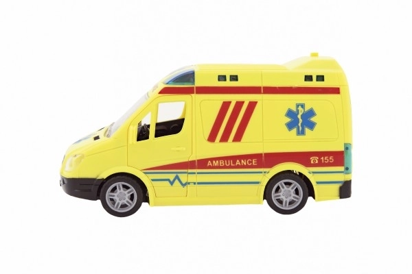 Ambulance jouet plastique 20cm à inertie sur piles avec son et lumière dans boîte 26x15x12cm