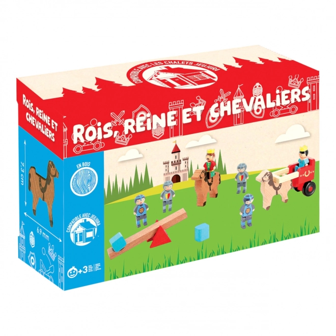 Figurines en bois Jeujura pour constructions Roi, Reine et chevaliers 13 pièces