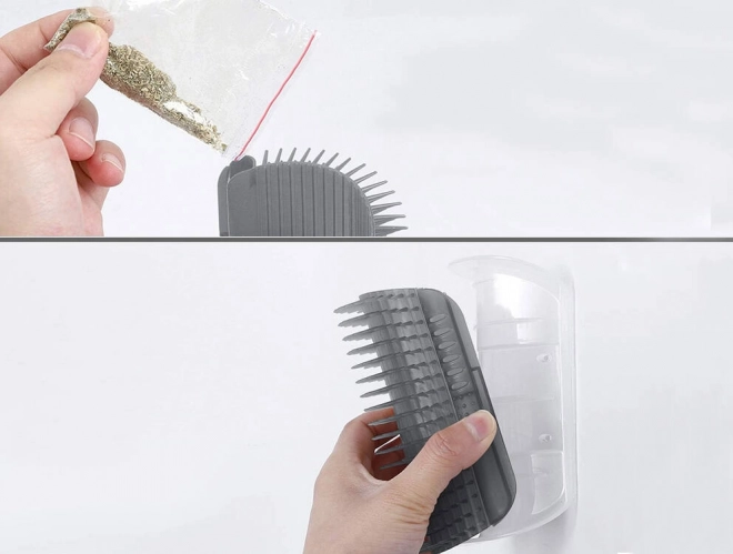 Brosse d'angle pour chats avec herbe à chat