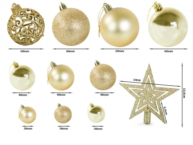Ensemble de décorations de Noël 100 pièces avec étoiles dorées