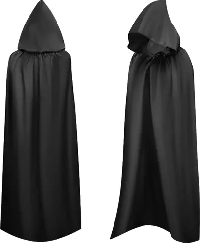 Longue cape noire à capuche